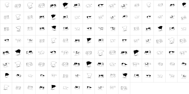 TaurusCowboys Regular  glyph index