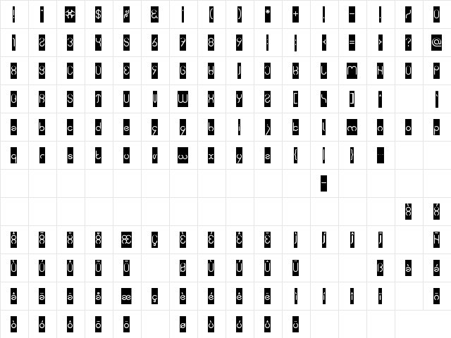 simple font-Inverse Normal  glyph index