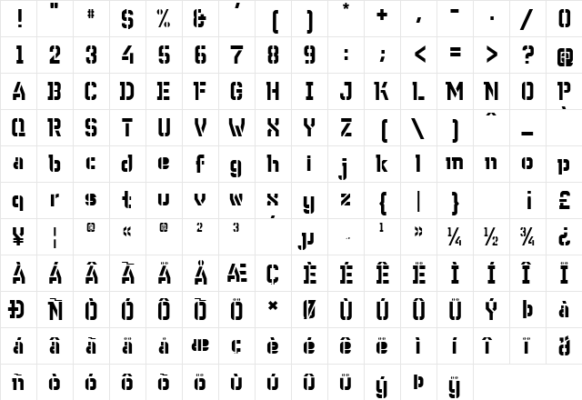 WC Wunderbach Bta DemiBold  glyph index