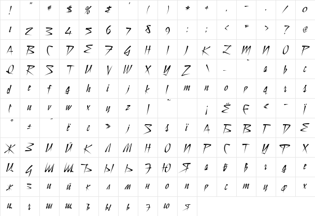 Still Time Cyr Regular  glyph index