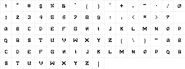 Genospace Regular  glyph index