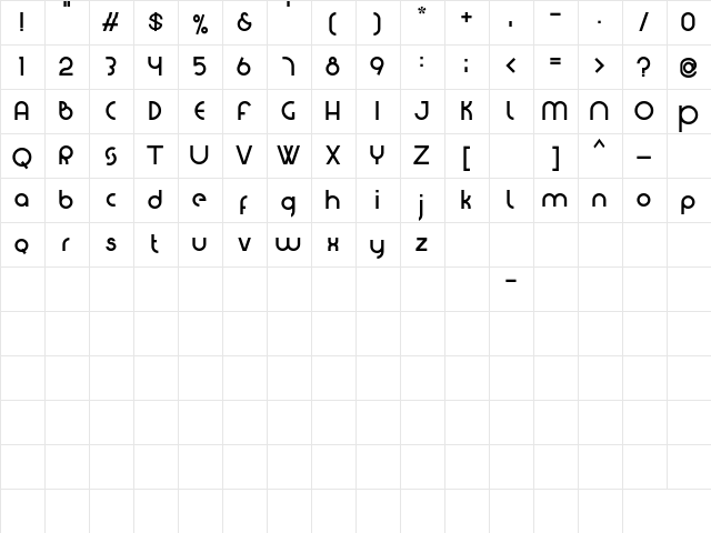 Blanquotey Regular  glyph index