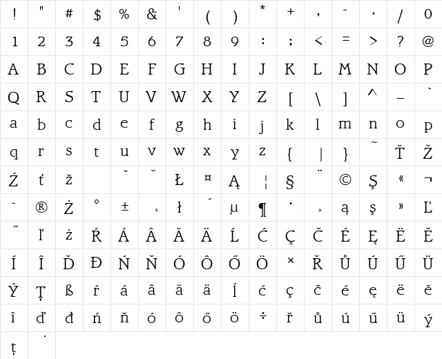 BramleyTEELig Regular  glyph index