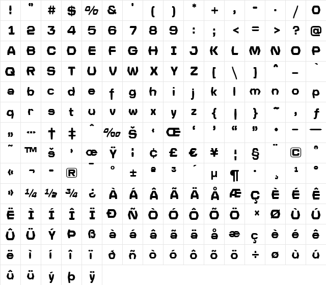 a_LineaSansFld Bold  glyph index