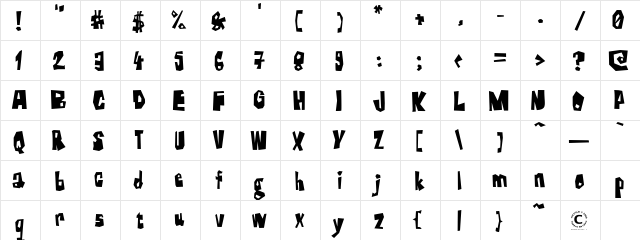 Farckenzlabb Regular  glyph index