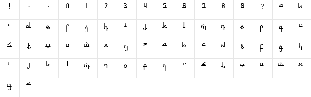 Nurkholis Regular  glyph index