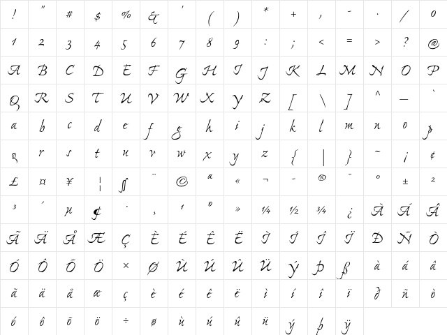 Ex Ponto MM Regular  glyph index