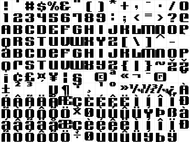 FFF Discotheque Regular  glyph index