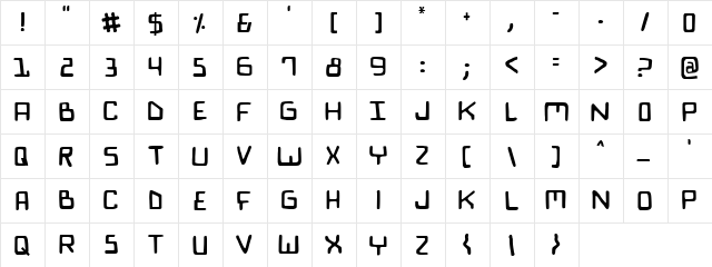 Bionic Comic Regular  glyph index