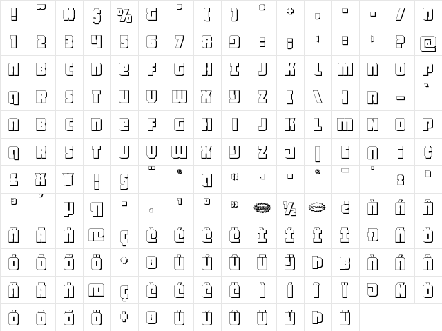 Heavy Falcon 3D Regular  glyph index