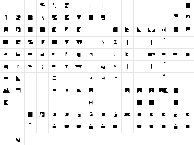 OverLapSSK Regular  glyph index