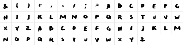 QuirkBrushBig Black  glyph index