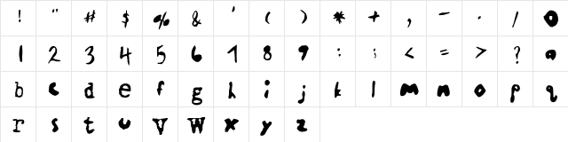 Contrary Regular  glyph index