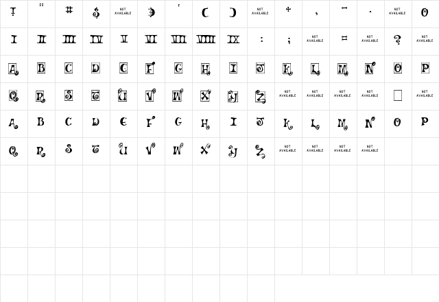 CK Monogram Regular  glyph index