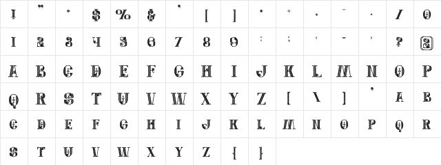 Jewel Bold Grunge Bold Grunge  glyph index