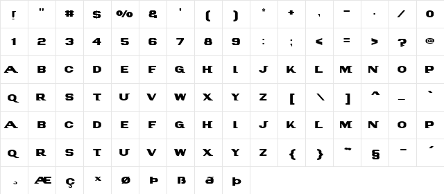PanAm LogoText Regular  glyph index