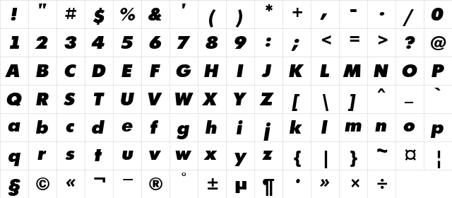 a_FuturicaExtraBlack Italic  glyph index