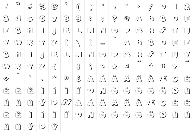 DS Fatty Shadow Regular  glyph index