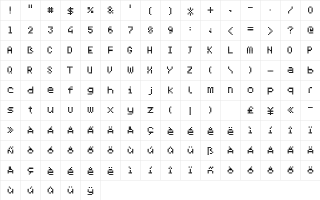 FGIntermatrix Regular  glyph index