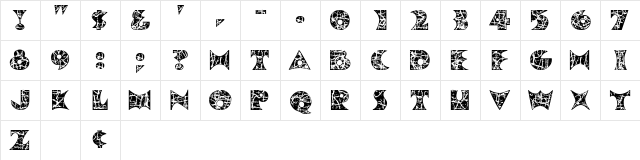 PollockMF Regular  glyph index