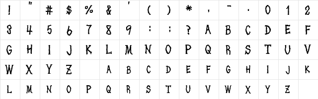 Dogs Regular  glyph index