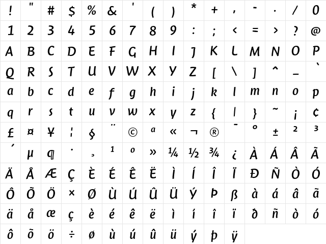 JambonoTF-Regular Regular  glyph index