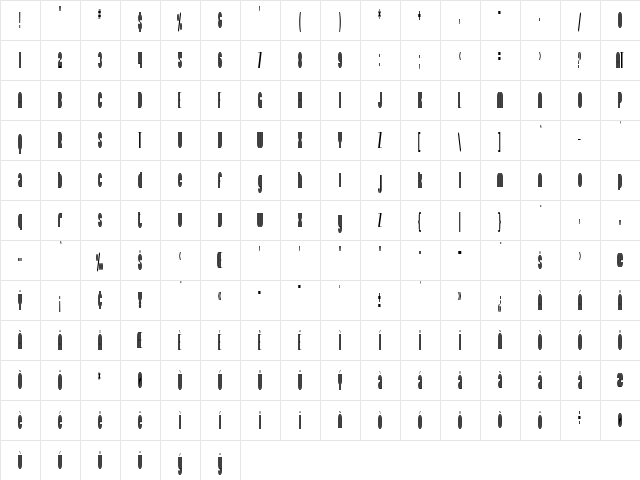 SF Baroquesque Condensed Regular  glyph index