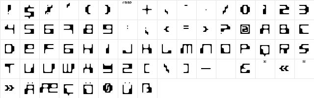 BDStereotype Regular  glyph index