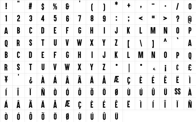 Aku & Kamu Regular  glyph index