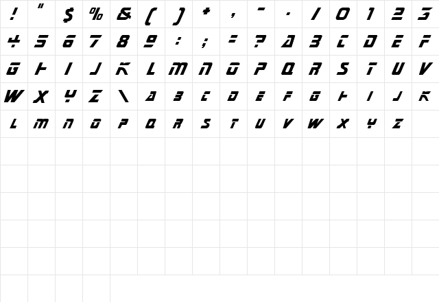 Mariner Regular  glyph index