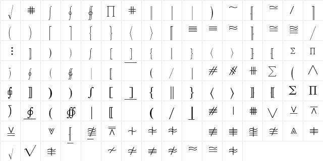 MathematicalPi 3 Regular  glyph index