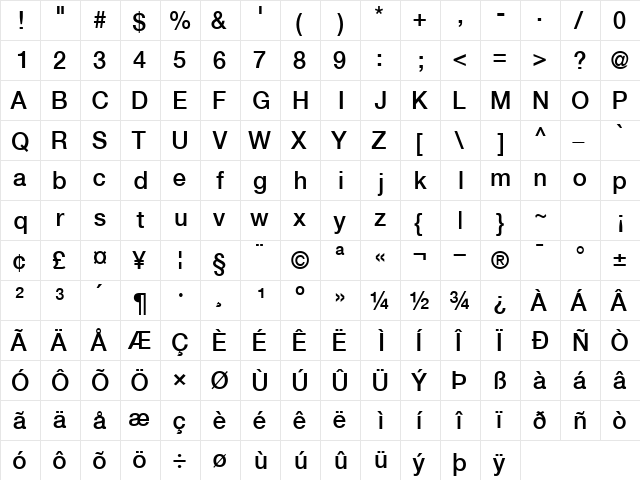 ContextRepriseMediumSSK Regular  glyph index