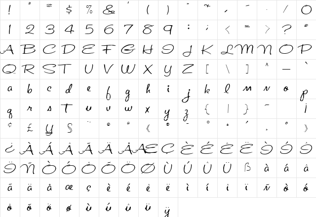 St. Valentine Note Regular  glyph index