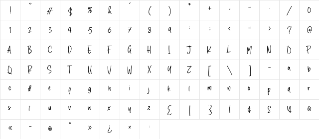 Crystal Angles Regular  glyph index