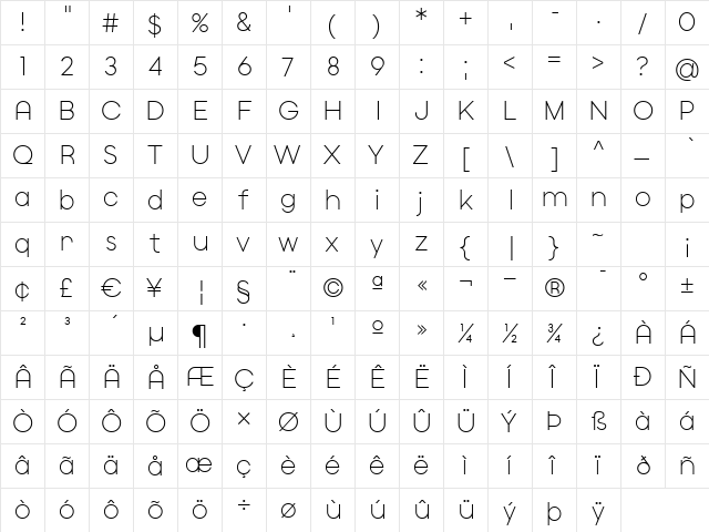 CK Roxy Regular  glyph index