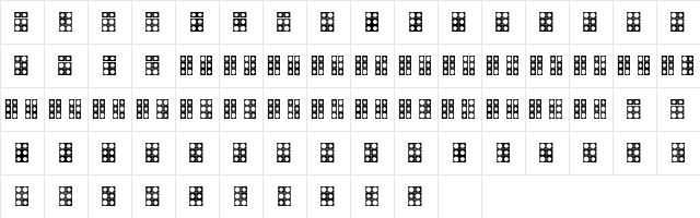 WLM Braille 4 Regular  glyph index