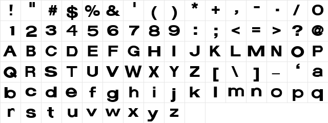 Average Bold  glyph index