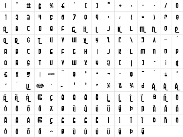 Ro'Ki'Kier Pro Regular  glyph index