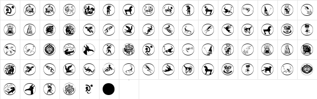 MythologicalDisks Regular  glyph index
