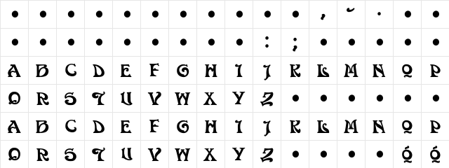 Volan Regular  glyph index