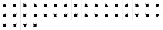 Budino Kiri Regular  glyph index