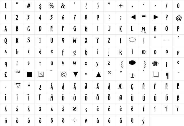 Cg Medium  glyph index