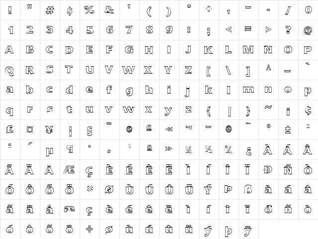 LTErgo Sketch Medium  glyph index