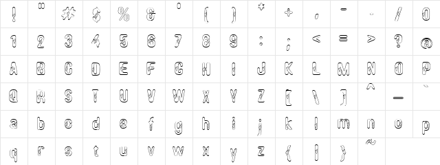 PC Bubble Hearts Regular  glyph index