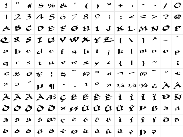 Globe Regular  glyph index