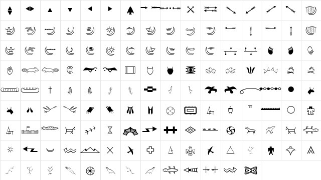 American Indian  glyph index