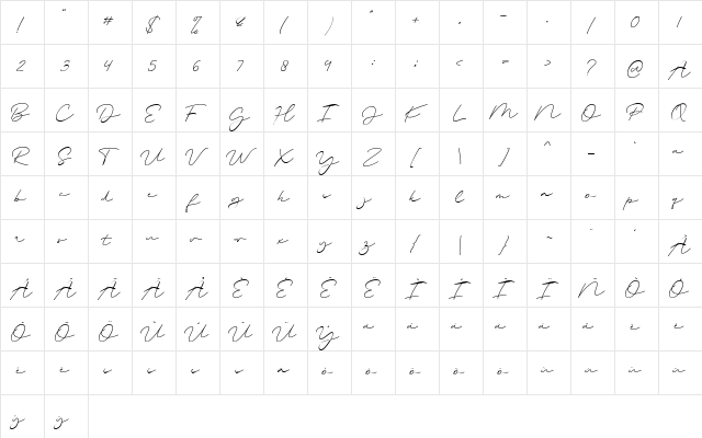 Magenta Regular  glyph index