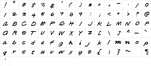 Ad Executive Regular  glyph index