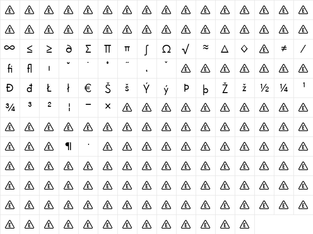 SuperGroteskB Regular  glyph index