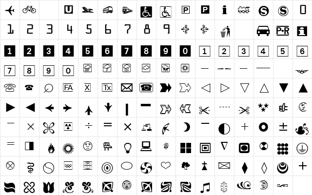 Linobats Regular  glyph index